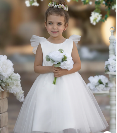 V Back Flower Girl Dresses Tea Length