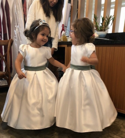 Floor Length Flower Girl Dresses with Short Sleeves