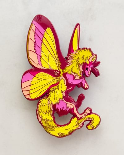 Rosy Maple Moth Dragon - Enamel Pin