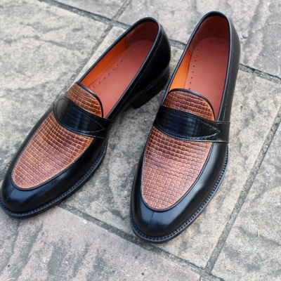 Crafted leather classic black brown leather loafers moccasin men formal dress shoes - Thumbnail 5