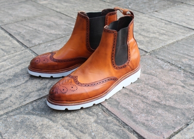 Crafted Leather New Handmade Classic Chelsea Tan Leather Ankle Boots for Mens