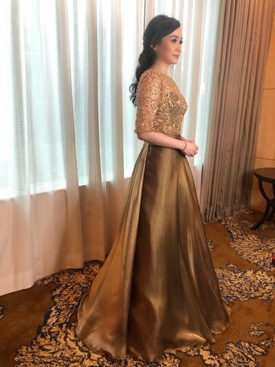 Brown Mother of Bride/ Groom Dress Simple Lace Jacket Evening Formal Gowns Prom Dress