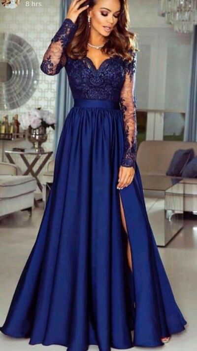 Royal Blue Mother of Bride/ Groom Dress Simple Lace Evening Formal Gowns Prom Dress