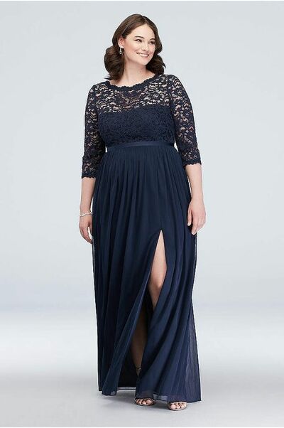 Navy Blue Mother of Bride/ Groom Dress Simple Lace Evening Formal Gowns Prom Dress