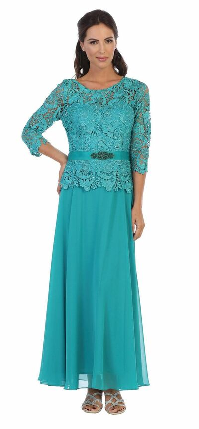 Blue Mother of Bride/ Groom Dress Simple Lace Top Evening Formal Gowns Prom Dress