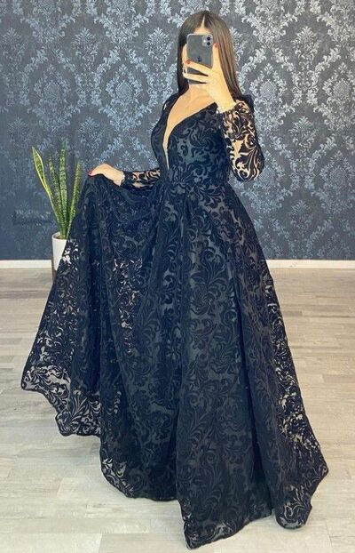 Black Mother of Bride/ Groom Dress Simple Lace Evening Formal Gowns Prom Dress