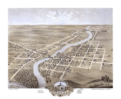 Anoka, Minnesota in 1869 - Bird's Eye View Map, Aerial Map, Panorama, Vintage Map, Antique Map, Reproduction, Giclée, Fine Art, Wall Art