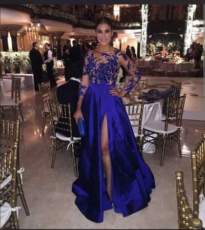 Royal Blue Mother of Bride/ Groom Dress Lace Appliques Evening Formal Gowns Prom Dress
