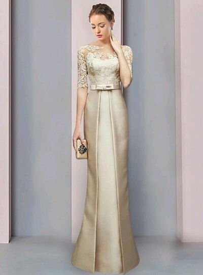 Light Yellow Mother of Bride/ Groom Dress Lace Evening Formal Gowns Prom Dress