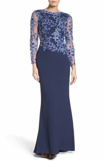 Simple Blue Mother of Bride/ Groom Dress Lace Evening Formal Gowns Prom Dress