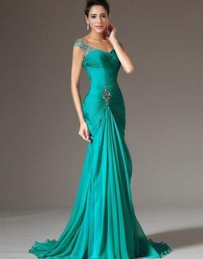Simple Blue Mother of Bride/ Groom Dress Beading Evening Formal Gowns Prom Dress
