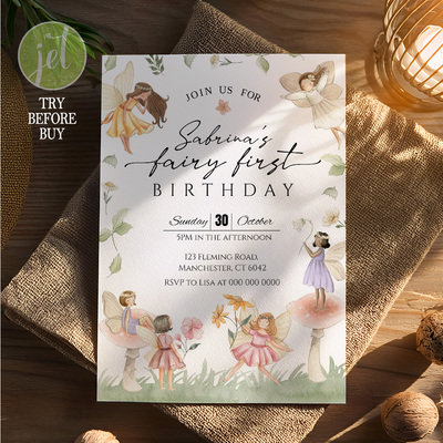Editable Fairy Girl Birthday Invitation, Fairy Birthday Party Invitation, Magical Birthday Invitation