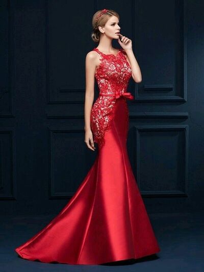 Red Mother of Bride/ Groom Dress Lace Evening Formal Gowns Prom Dress