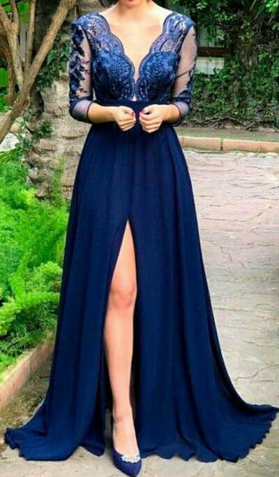 Royal Blue Mother of Bride/ Groom Dress Simple Lace Evening Formal Gowns Prom Dress