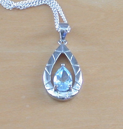Sterling Silver Blue Topaz Teardrop Pendant & Chain/Blue Topaz Necklace/Topaz Jewellery/Topaz Jewelry/Gemstone Necklace/November Birthstone/UK