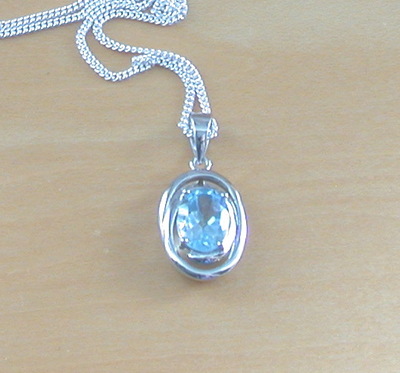 Sterling Silver Blue Topaz Pendant & 18" Silver Chain/Sterling Silver Topaz Necklace/Topaz Jewellery/Topaz Jewelry/November Birthstone/UK
