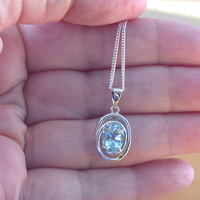 Sterling Silver Blue Topaz Pendant & 18" Silver Chain/Sterling Silver Topaz Necklace/Topaz Jewellery/Topaz Jewelry/November Birthstone/UK - Thumbnail 3