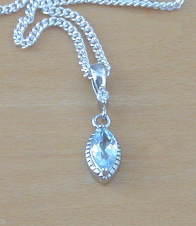 Sterling Silver Blue Topaz Marquise Pendant & Chain/Blue Topaz Necklace/Topaz Necklace/Topaz Jewellery/Topaz Jewelry/November Birthstone/UK