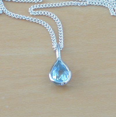 Sterling Silver Blue Topaz Teardrop Pendant & Chain/Blue Topaz Necklace/Topaz Jewellery/Topaz Jewelry/November birthstone/Gemstone Necklace/UK