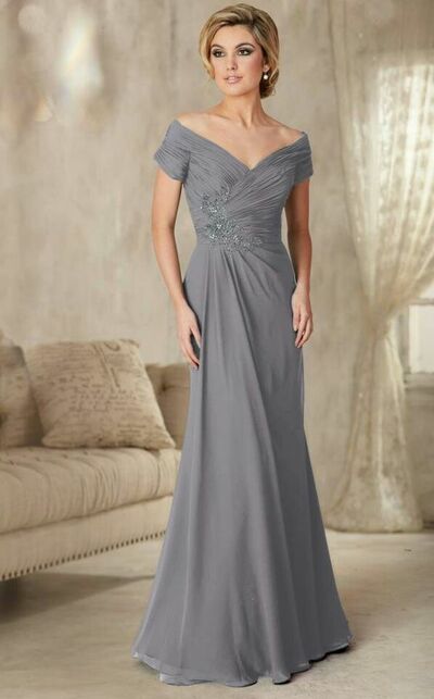 Grey Mother of Bride/ Groom Dress Simple Lace Evening Formal Gowns Prom Dress