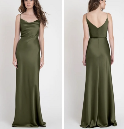 Olive Green Bridesmaid Dresses Spaghetti Straps Long Length