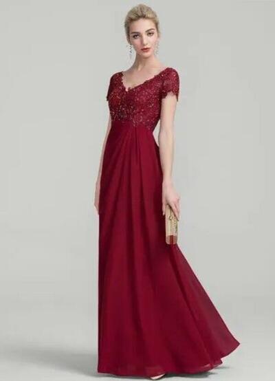 Wine Red Burgundy Mother of Bride/ Groom Dress Simple Lace Evening Formal Gowns Prom Dress