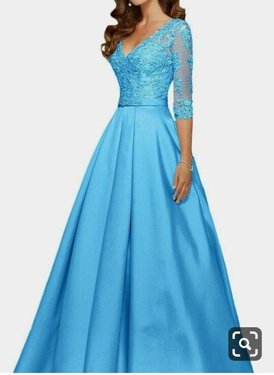 Blue Mother of Bride/ Groom Dress Simple Lace Evening Formal Gowns Prom Dress