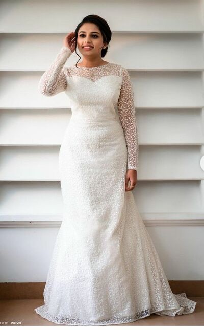 Simple Sheath Lace Appliques Wedding Dress Bridal Gown