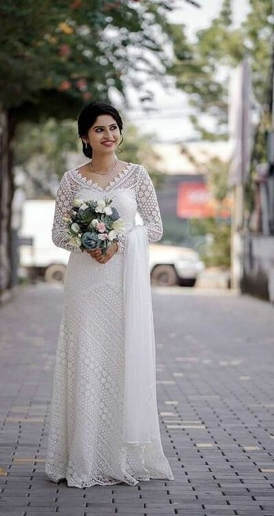 Elegant Lace Boho Beach Wedding Dress Bridal Gown