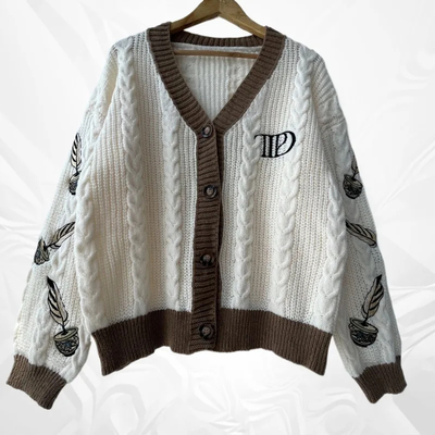 TS Cardigan TTPD Chunky Knit Star Embroidered Retro Taylor Swift Cardigan