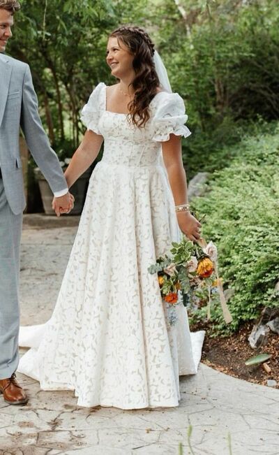 Simple Ball Gown Lace Beach Boho Wedding Dress Bridal Gown