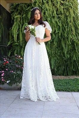 Simple A Line Lace Beach Boho Wedding Dress Bridal Gown