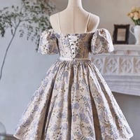 A-Line Print Spaghetti Strap Knee Length Prom Party Dress - Thumbnail 2