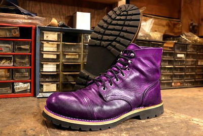 Handmade Made On Order Purple Walking Lace Up Boots