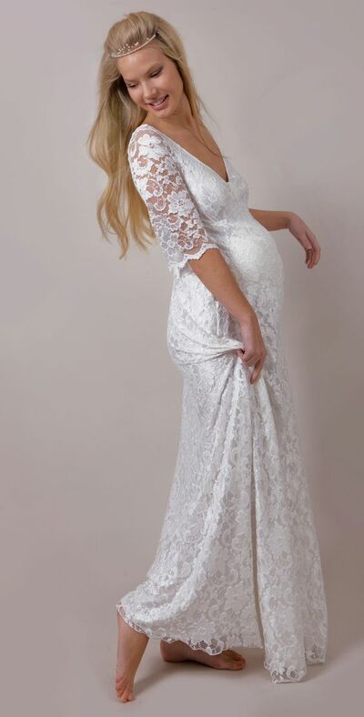Elegant Mermaid V Neck Lace Beach Boho Wedding Dress Bridal Gown