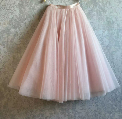 PINK Midi Tulle Skirt Women High Waisted Party Skirt Circle Tulle Skirt Custom Plus Size