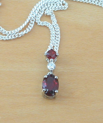 Sterling Silver Garnet & Cz Pendant & Chain/Garnet Necklace/Garnet Jewellery/Garnet Jewelry/Gemstone Necklace/January Birthstone/UK