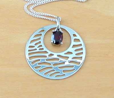 Sterling Silver Garnet Boho Pendant & Chain/Garnet Necklace/Garnet Jewellery/Garnet Jewelry/Gemstone Necklace/January Birthstone/UK