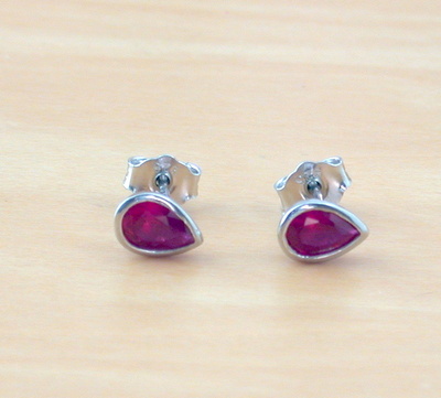 Sterling Silver Ruby Teardrop Stud Earrings/Ruby Earrings/Ruby Jewellery/Ruby Jewelry/Gemstone Earrings/July Birthstone/UK