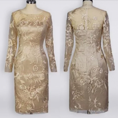 Champagne Mother of the Bride Dresses with Sleeves