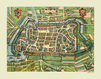 Lüneburg, Germany in 1598 - Bird's Eye View, Panorama, Vintage Map, Antique, Reproduction, Framable, Fine Art, wall art