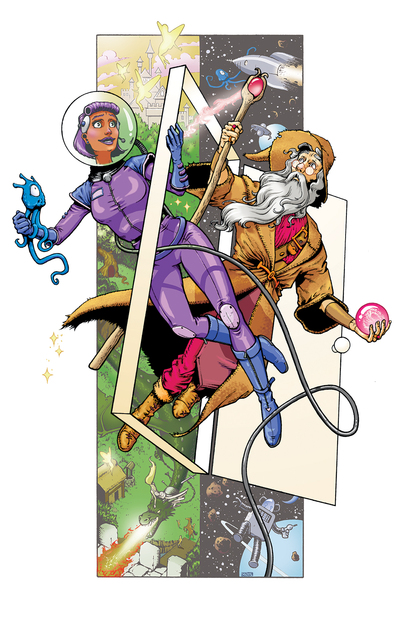 Sci Fi/Fantasy Crossover Sticker (5x3.5)