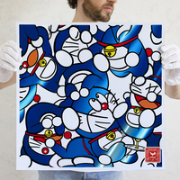 Oversize Varnish Print by Miguel Ángel Fúnez "Blue Cosmic Cat Mincemeat" - Thumbnail 1