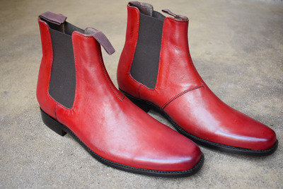 Handmade Premium Red Leather Edition Chelsea Ankle High Boot