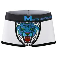 3PK Tiger printed Men's sexy underwear cotton blend mid-rise daily wearing boxer briefs White DG6001-PJ - Thumbnail 1
