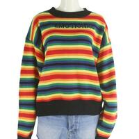 EMOTIONAL RAINBOW COLOR BLOCK STRIPED PULLOVER KNIT SWEATER - Thumbnail 3