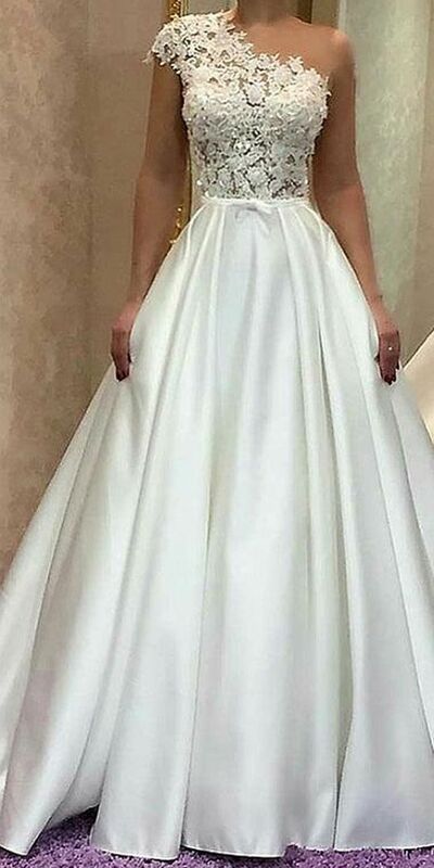 Elegant A Line Lace Sleeveless Wedding Dress Bridal Gown