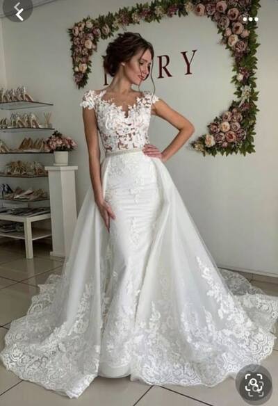Elegant Mermaid Lace Appliques Sleeveless Wedding Dress Bridal Gown
