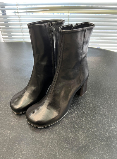 Genuine leather side zipper fashion ankle boots women's thick heel martin boots