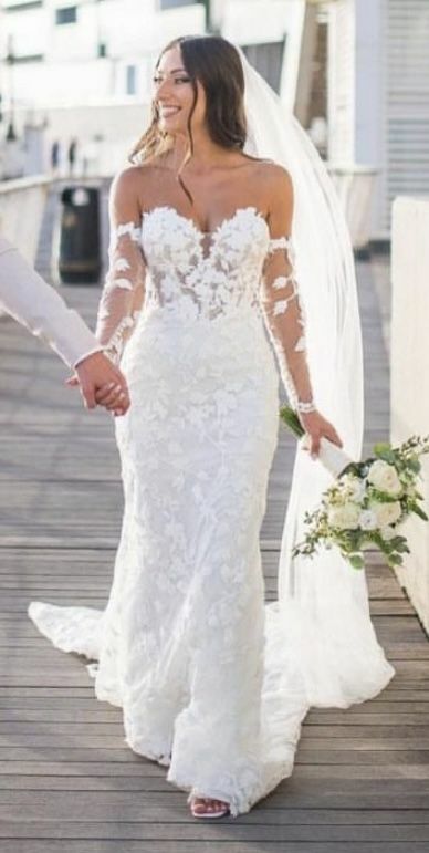 Elegant Mermaid Lace Appliques Sleeveless Wedding Dress Bridal Gown